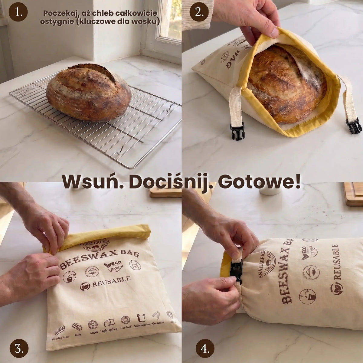 Premium worki na chleb ze 100% bawełny i wosku pszczelego